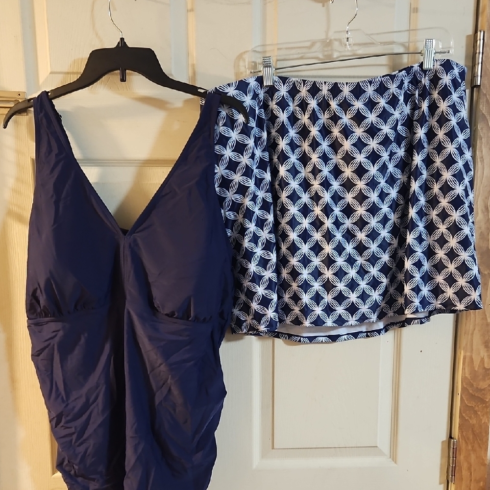 DACI PLUS SIZE 2 PIECE SWIMSUIT: BLUE: NEW WITH TAGS: SIZE 26W